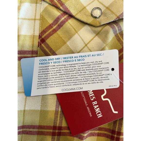 Kimes Ranch Flannel Western Shirt Womens NWT Sz S Gold Plaid Snap Button… - Picture 6 of 8